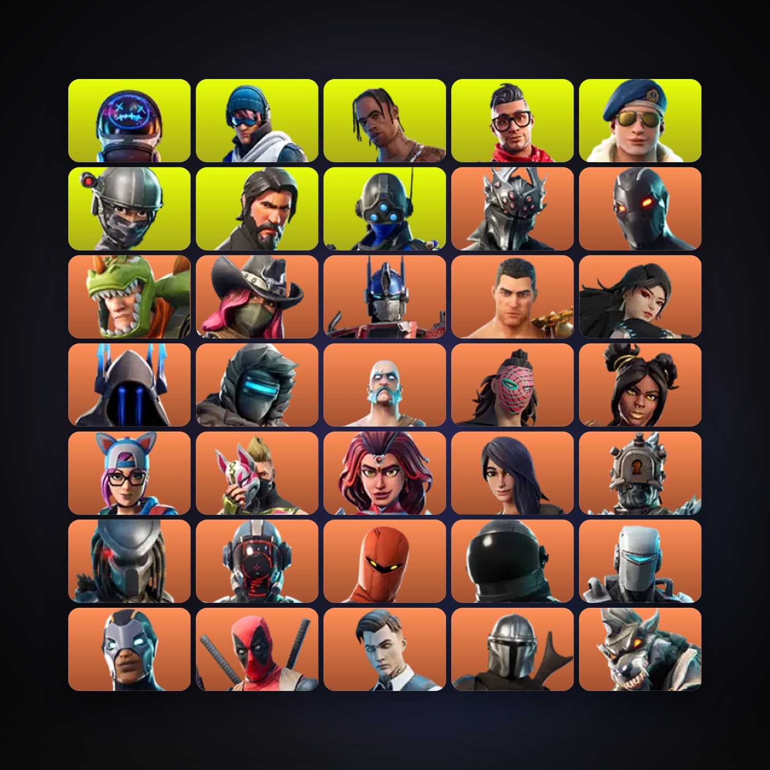 Fortnite locker — 118 skins — 500 V-Bucks — lvl 3360 — HabibiAccounts