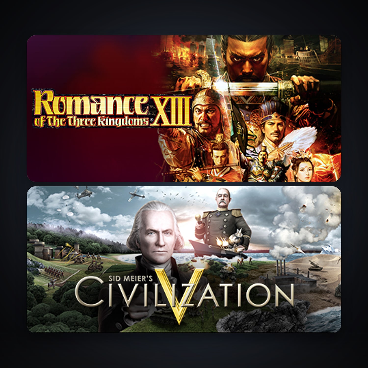 Sid Meier's Civilization V + ROMANCE OF THE THREE KINGDOMS XIII / 三國志13, 5 games, clean — HabibiAccounts