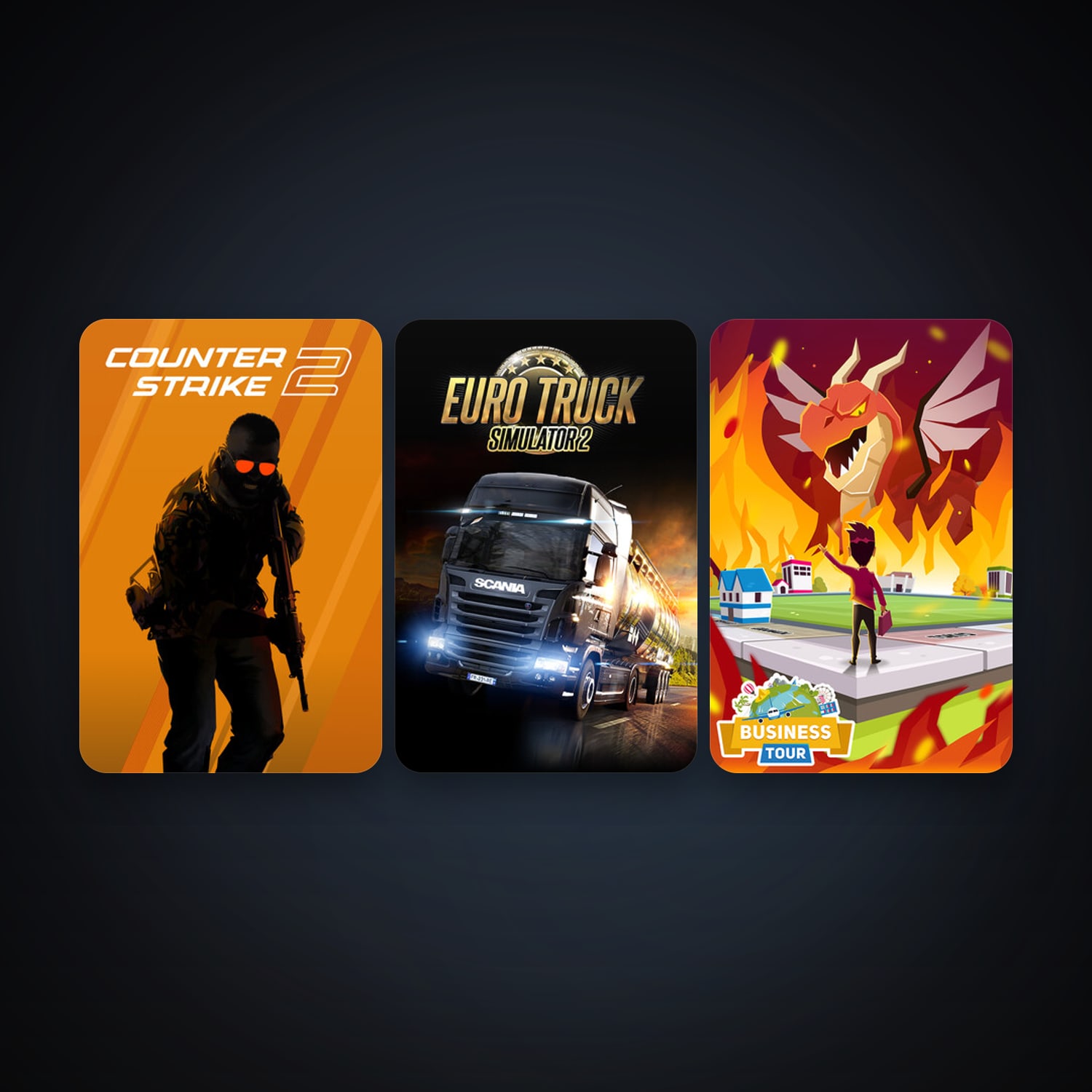 CS2 Prime + Euro Truck Simulator 2, 4 games, clean — HabibiAccounts