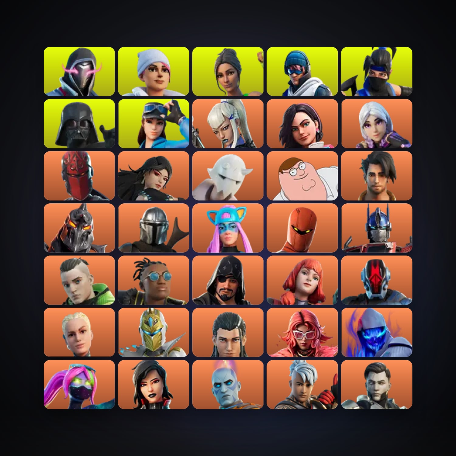 هالحساب فورتنايت، اللوكر مليان 340 سكن، 1.1K فيبوكس، لفل 5023، 854 فوز — HabibiAccounts