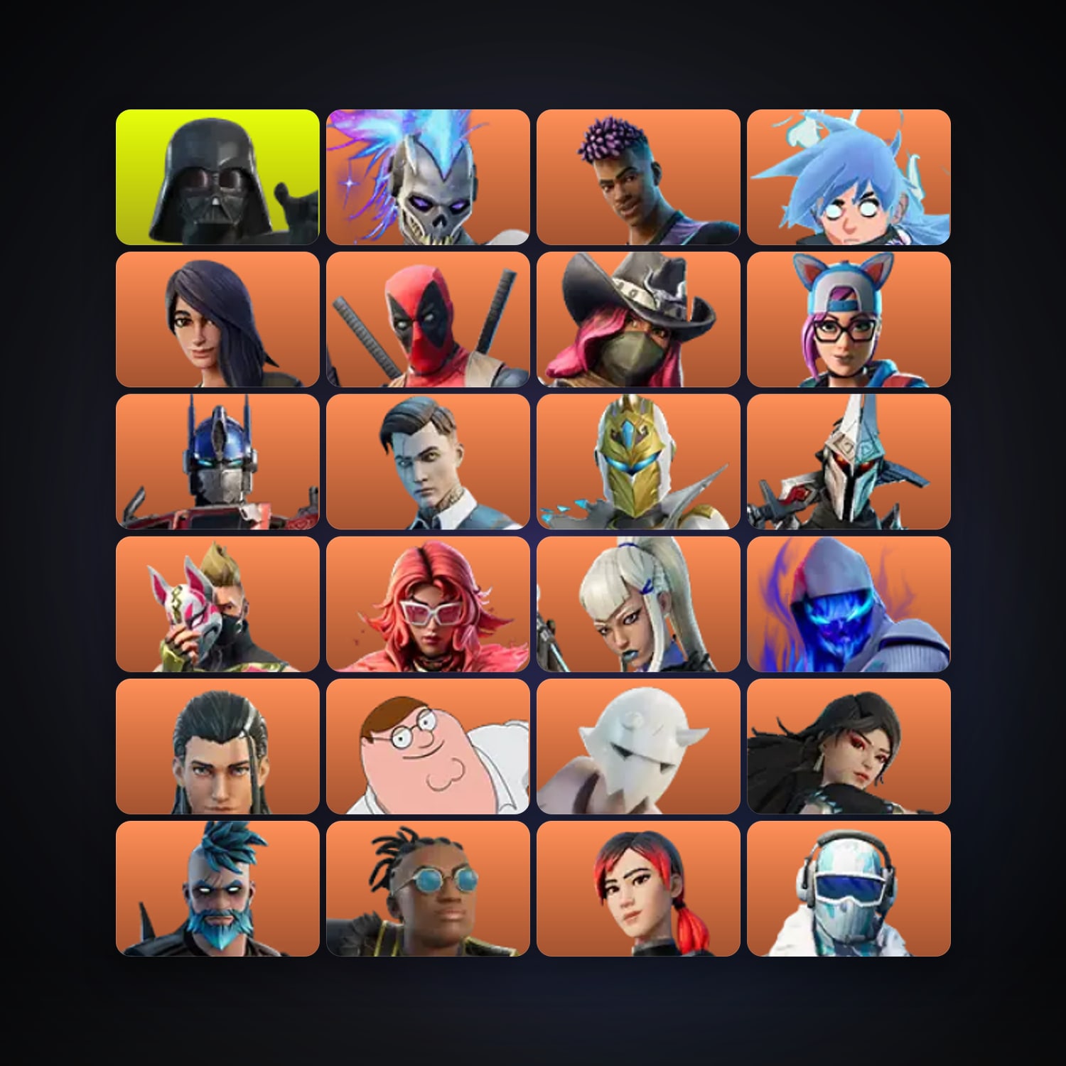Fortnite locker — 197 skins — 300 V-Bucks — lvl 2124 — HabibiAccounts