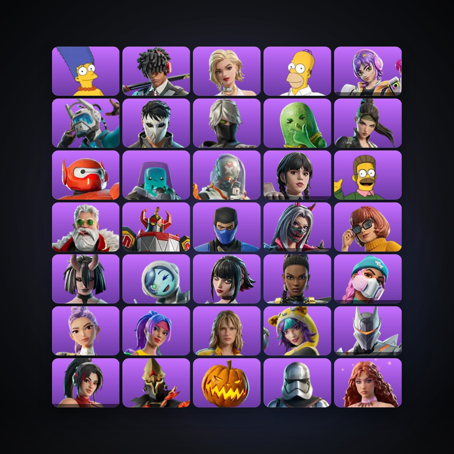 Fortnite locker — 204 skins — 550 V-Bucks — lvl 2205 — HabibiAccounts