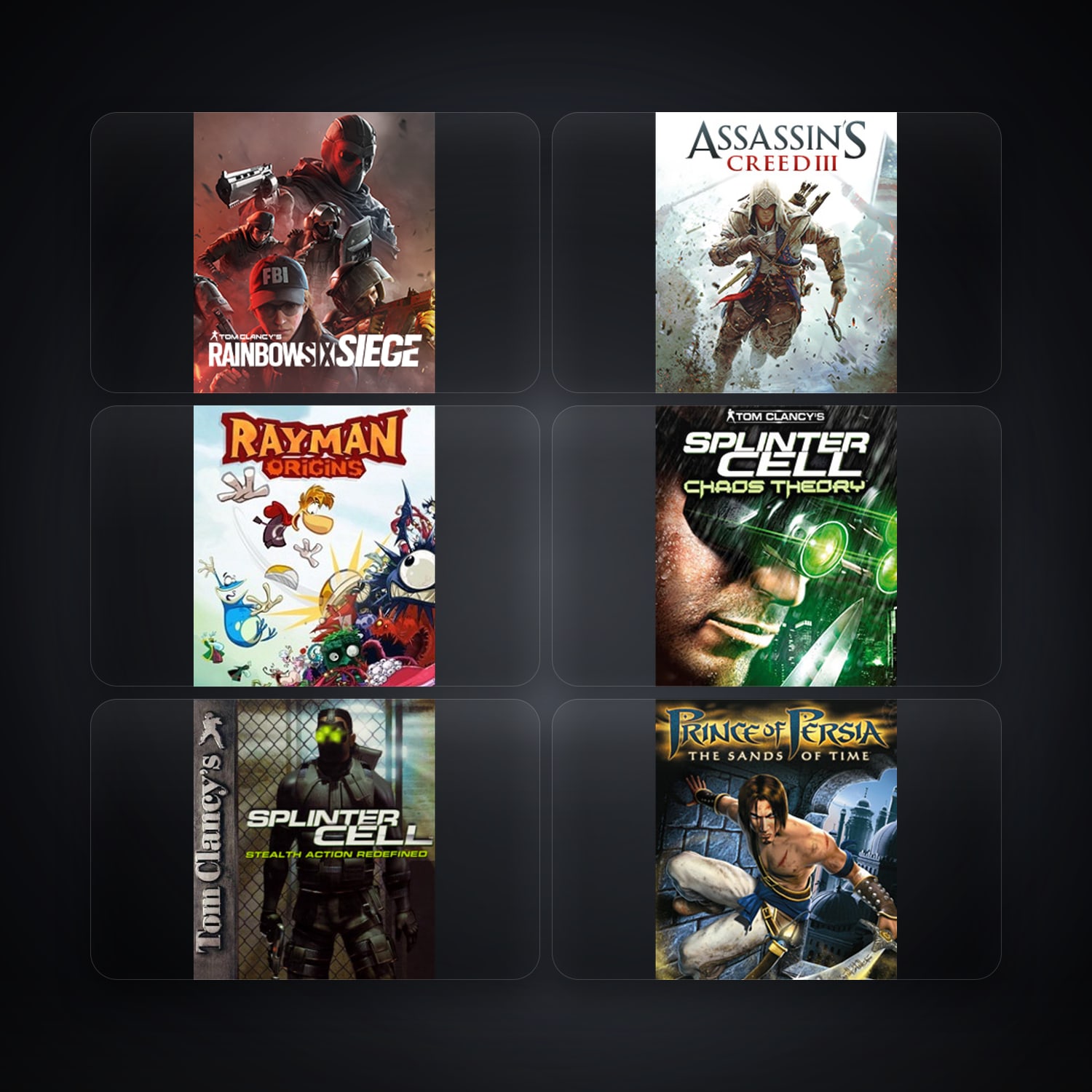 هالحساب يوبيسوفت فيه Tom Clancy's Rainbow Six Siege (Steam) وAssassin's Creed III، BE، 12 ألعاب — HabibiAccounts