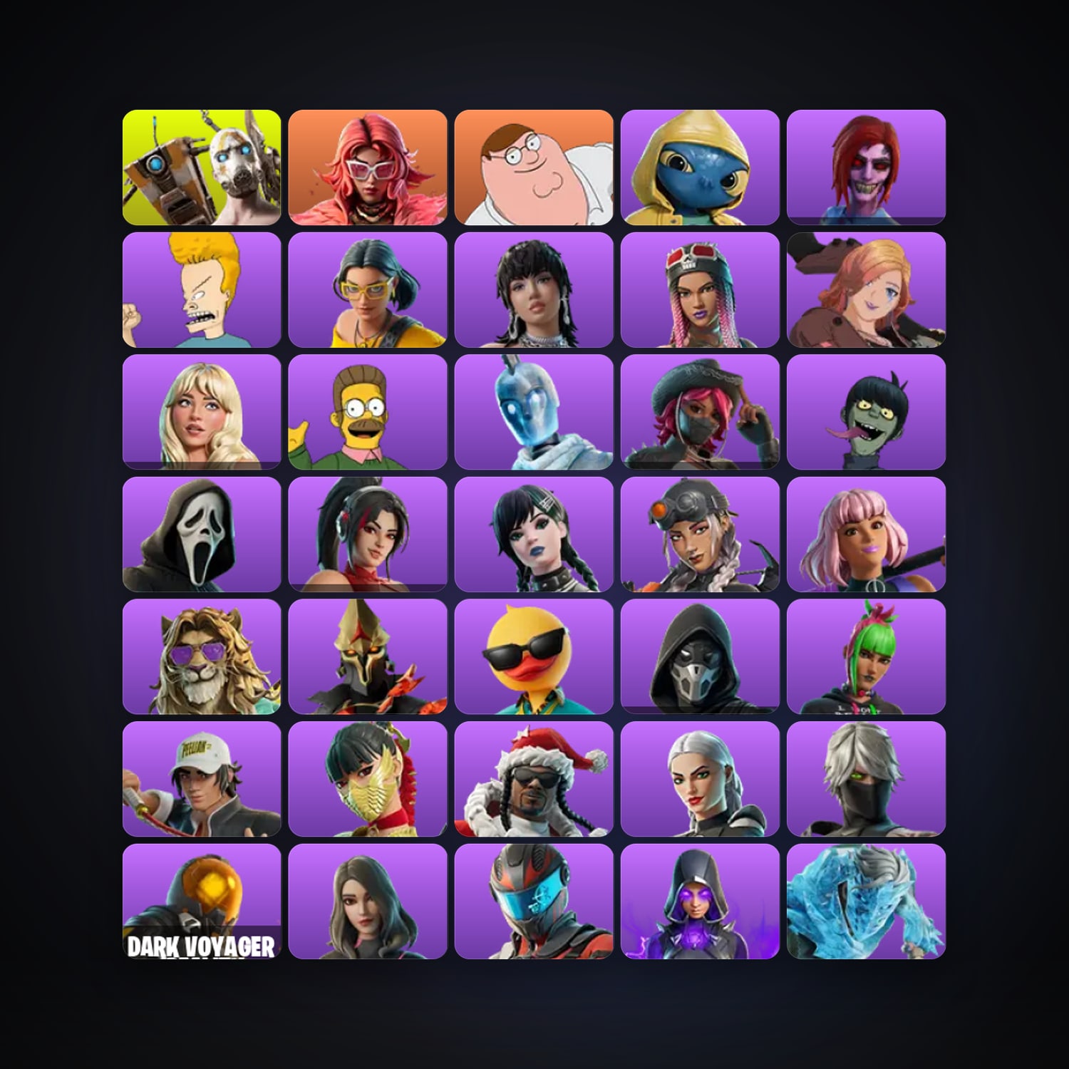 Fortnite locker — 226 skins — 1.1K V-Bucks — lvl 5224 — HabibiAccounts