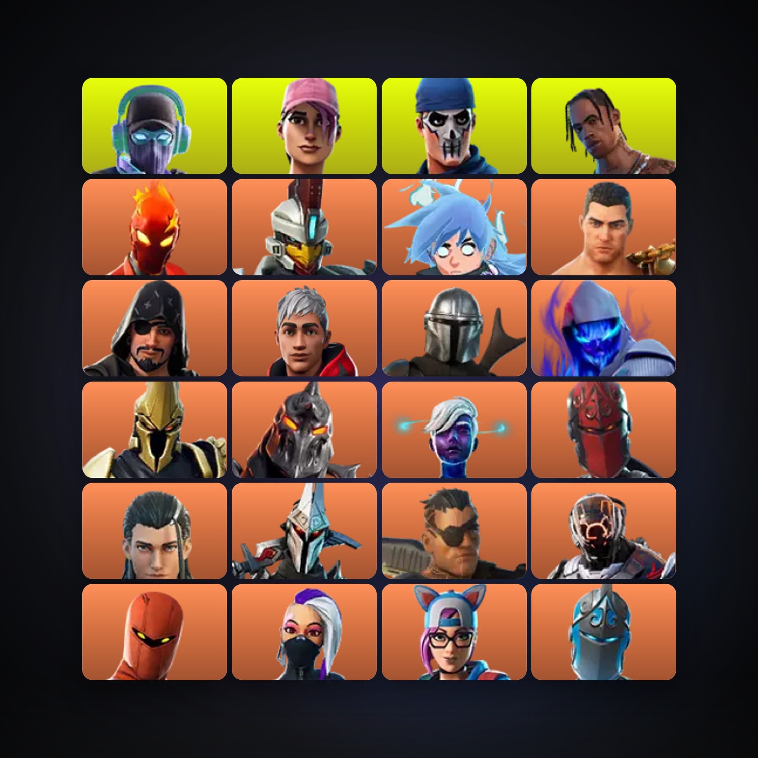 هالحساب فورتنايت، اللوكر مليان 200 سكن، 500 فيبوكس، لفل 2869، 670 فوز — HabibiAccounts