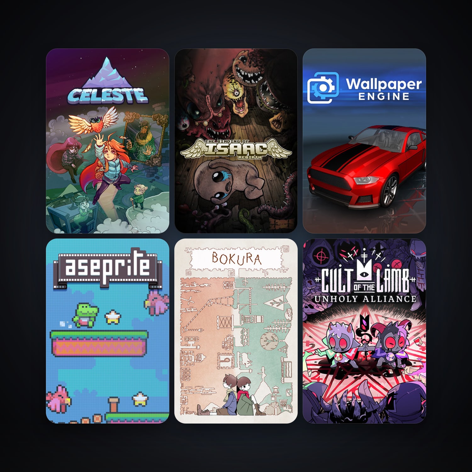 The Binding of Isaac: Rebirth + Aseprite, 21 games, clean — HabibiAccounts