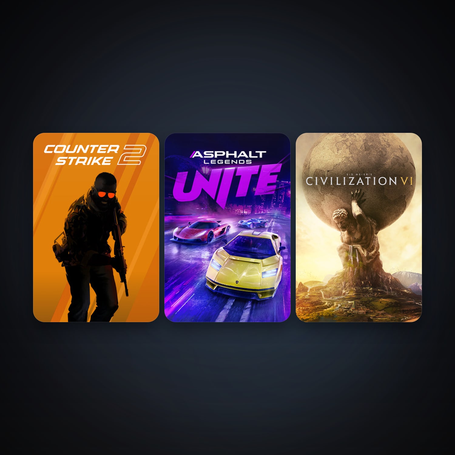 CS2 Prime + Sid Meier's Civilization VI, 4 games, clean — HabibiAccounts