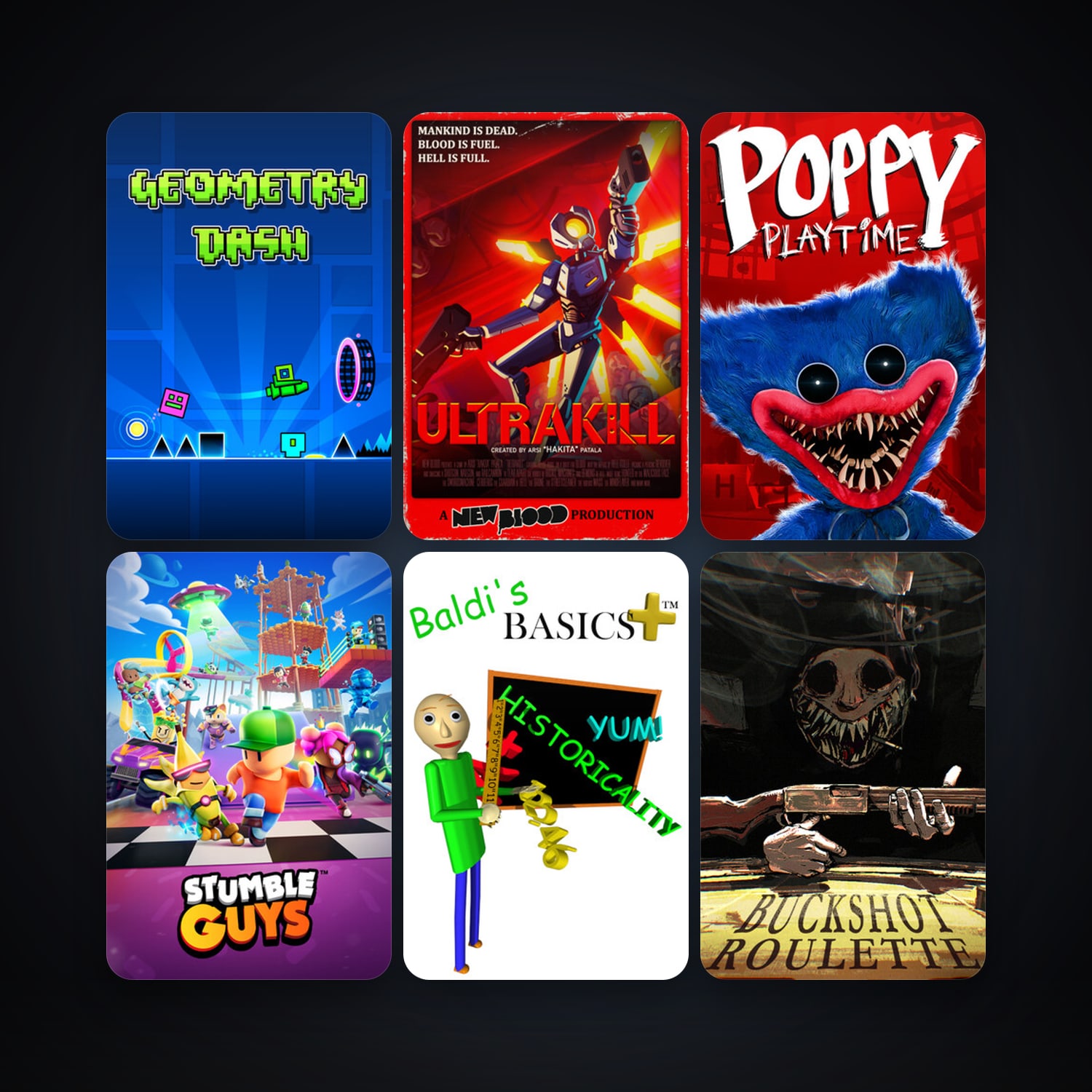 Geometry Dash + ULTRAKILL, 21 games, clean — HabibiAccounts