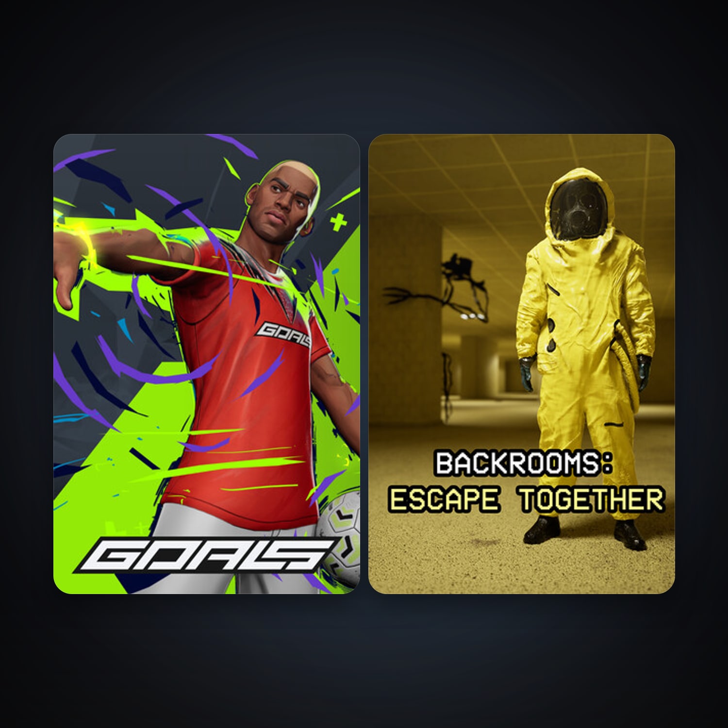 Backrooms: Escape Together + GOALS, 4 games, clean — HabibiAccounts