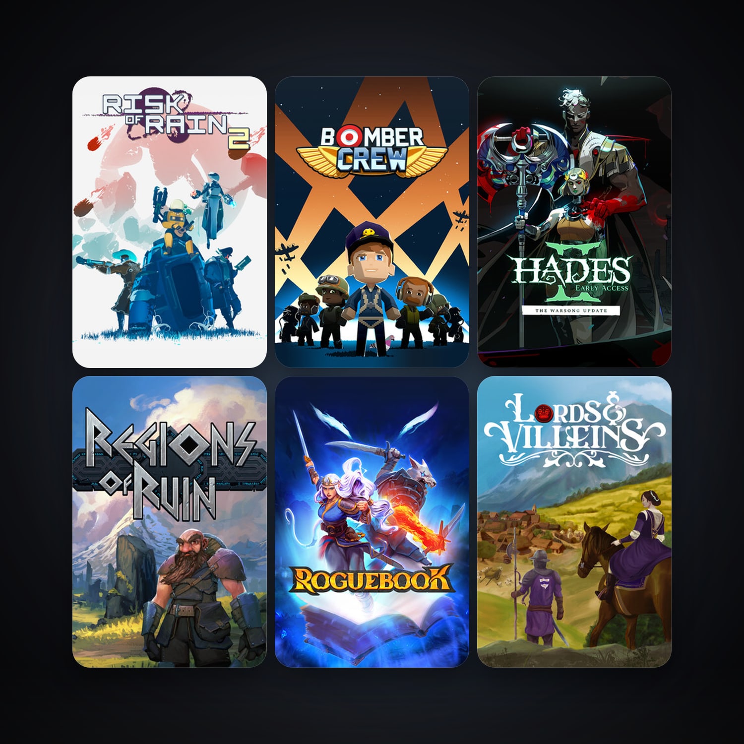 Bomber Crew + Risk of Rain 2, 13 games, clean — HabibiAccounts