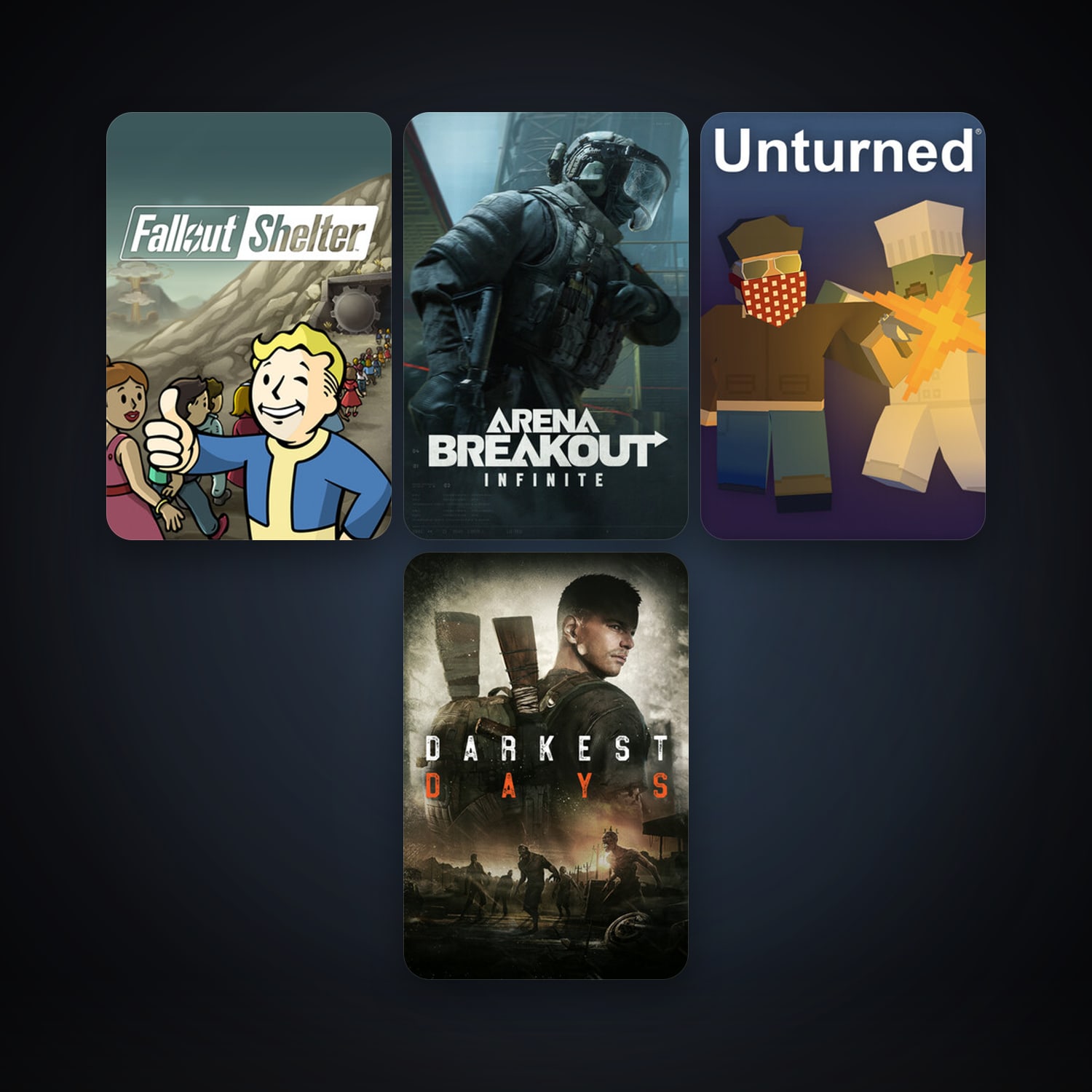 Unturned + Fallout Shelter, 6 games, clean — HabibiAccounts