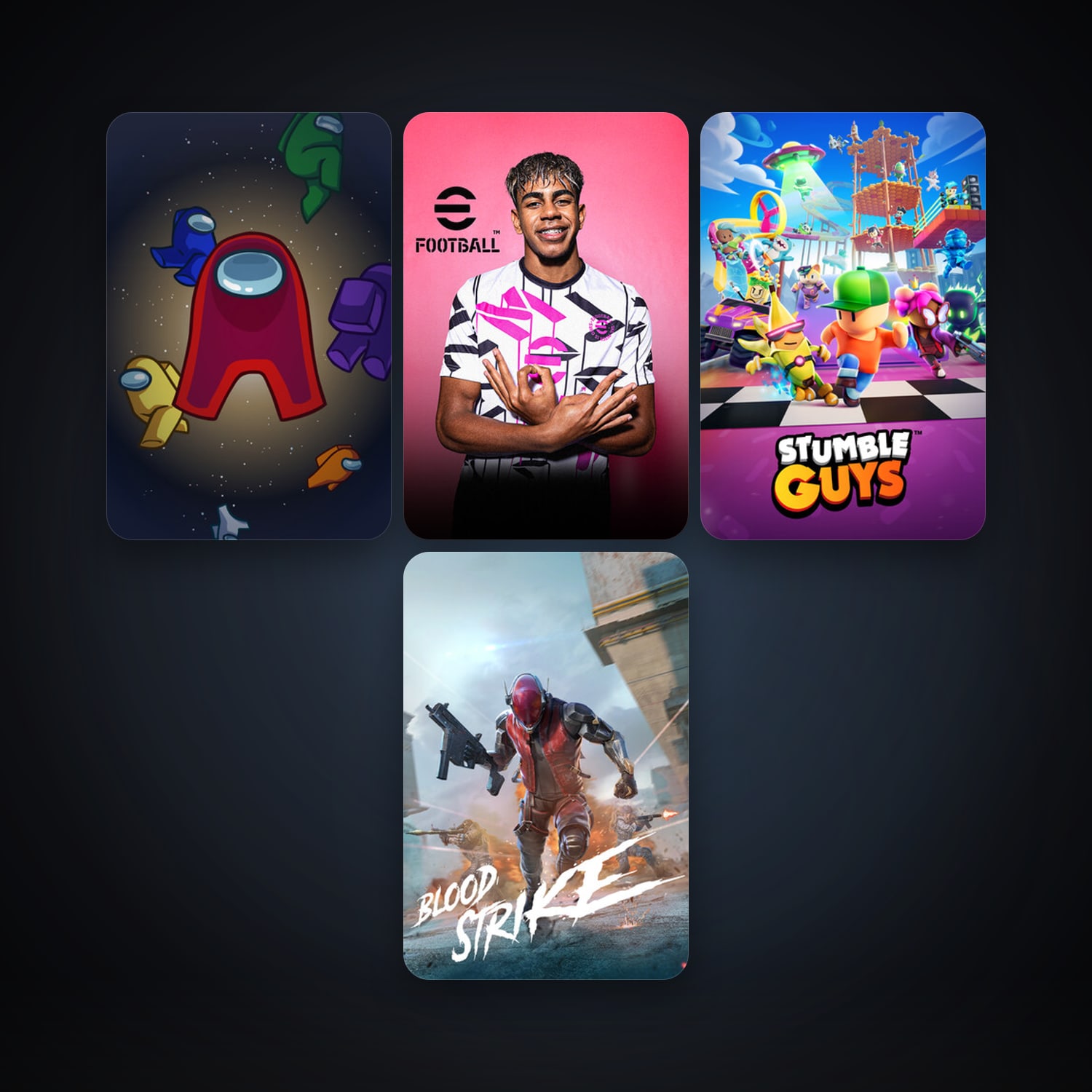 Among Us + eFootball 2024, 7 games, clean — HabibiAccounts