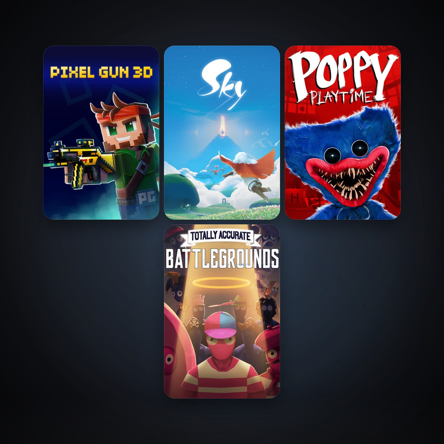 Totally Accurate Battlegrounds + Poppy Playtime, 12 games, clean — HabibiAccounts