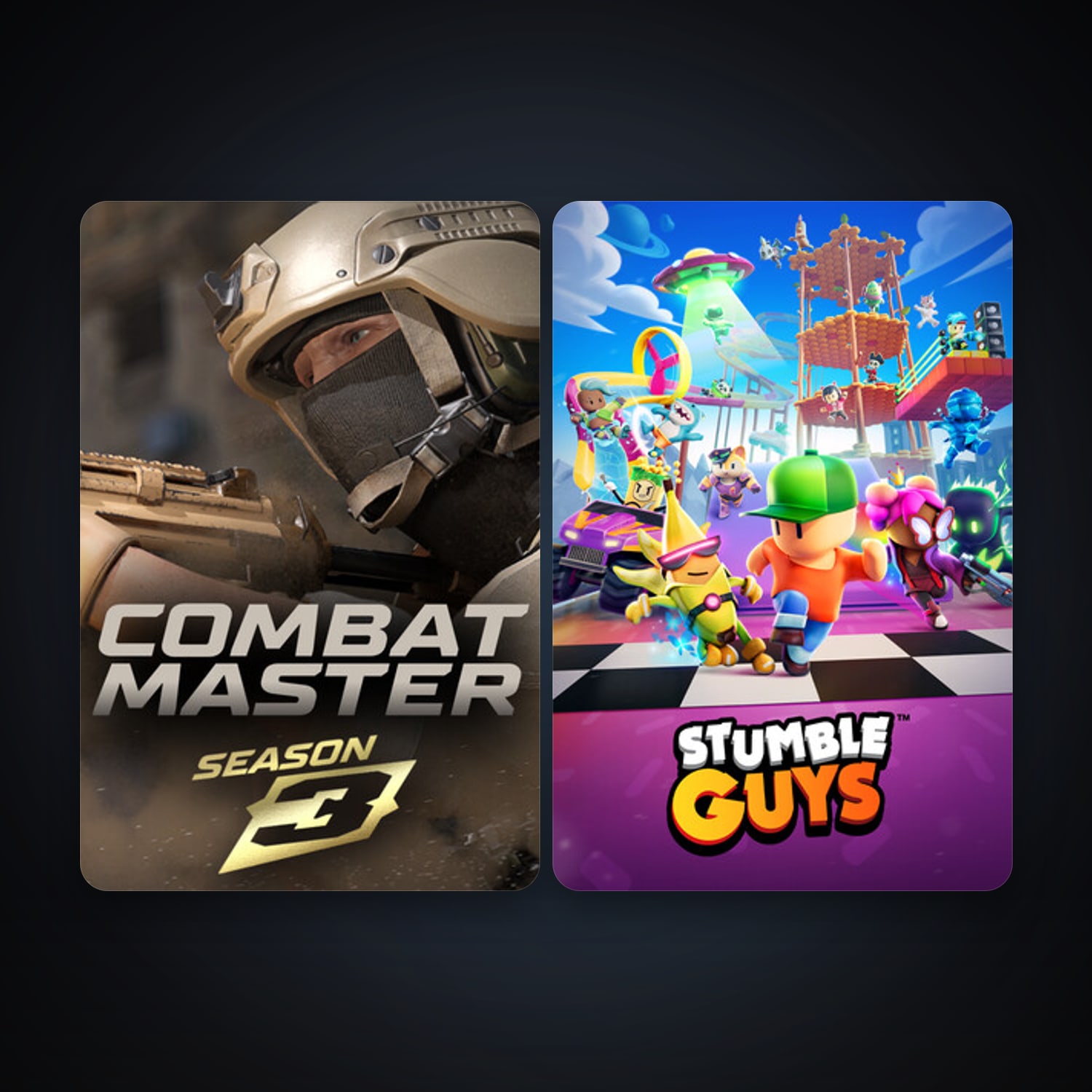 Stumble Guys + Combat Master: Season 1, 8 games, clean — HabibiAccounts
