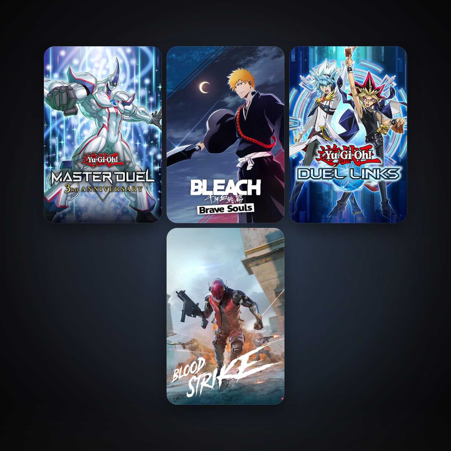 Yu-Gi-Oh! Duel Links + BLEACH Brave Souls, 6 games, clean — HabibiAccounts