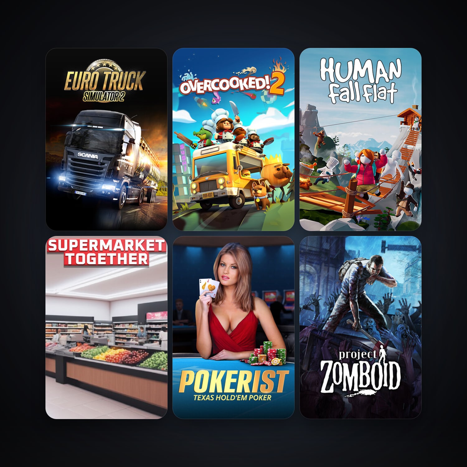 Project Zomboid + Euro Truck Simulator 2, 21 games, clean — HabibiAccounts
