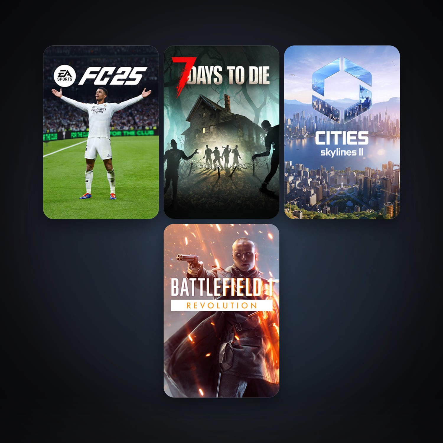 7 Days to Die + Cities: Skylines II, 8 games, clean — HabibiAccounts