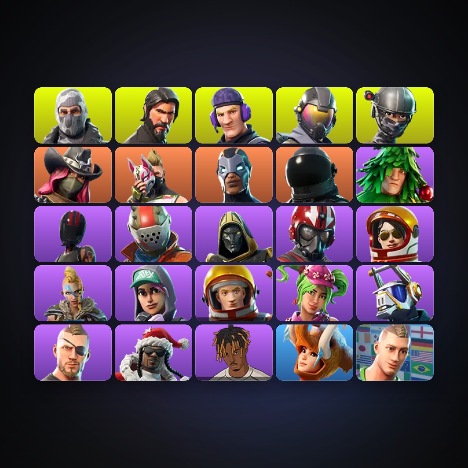 Fortnite locker — 25 skins — 250 V-Bucks — lvl 815 — HabibiAccounts