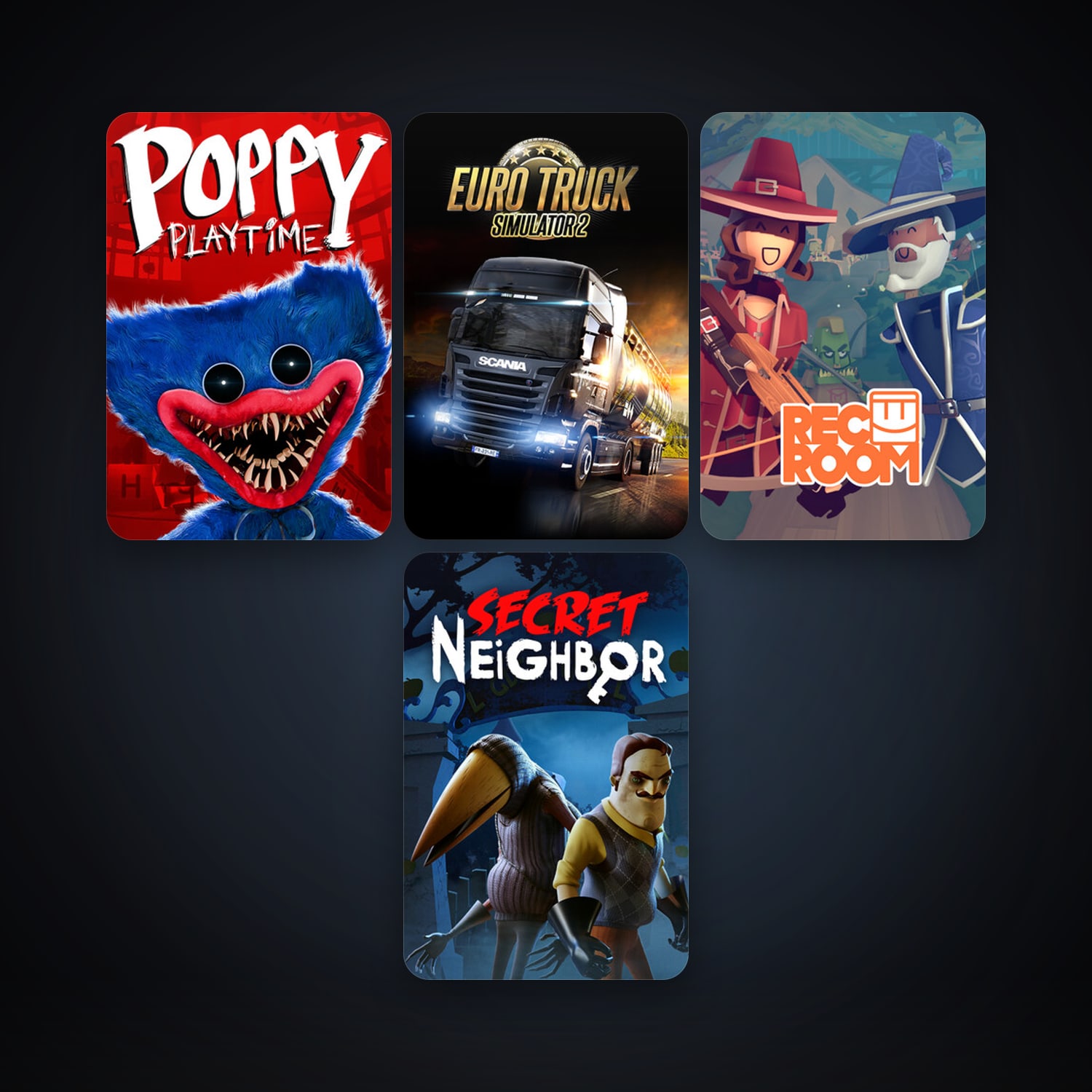 Euro Truck Simulator 2 + Rec Room, 13 games, clean — HabibiAccounts