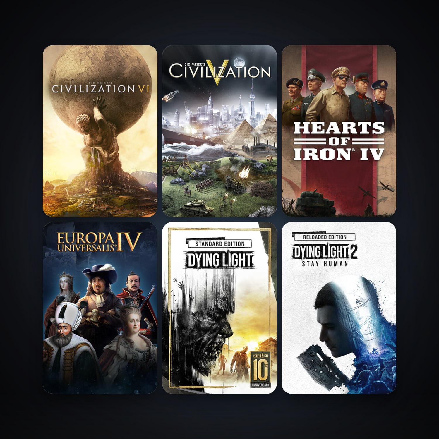 Sid Meier's Civilization V + Wolfenstein: The New Order, 18 games, clean — HabibiAccounts