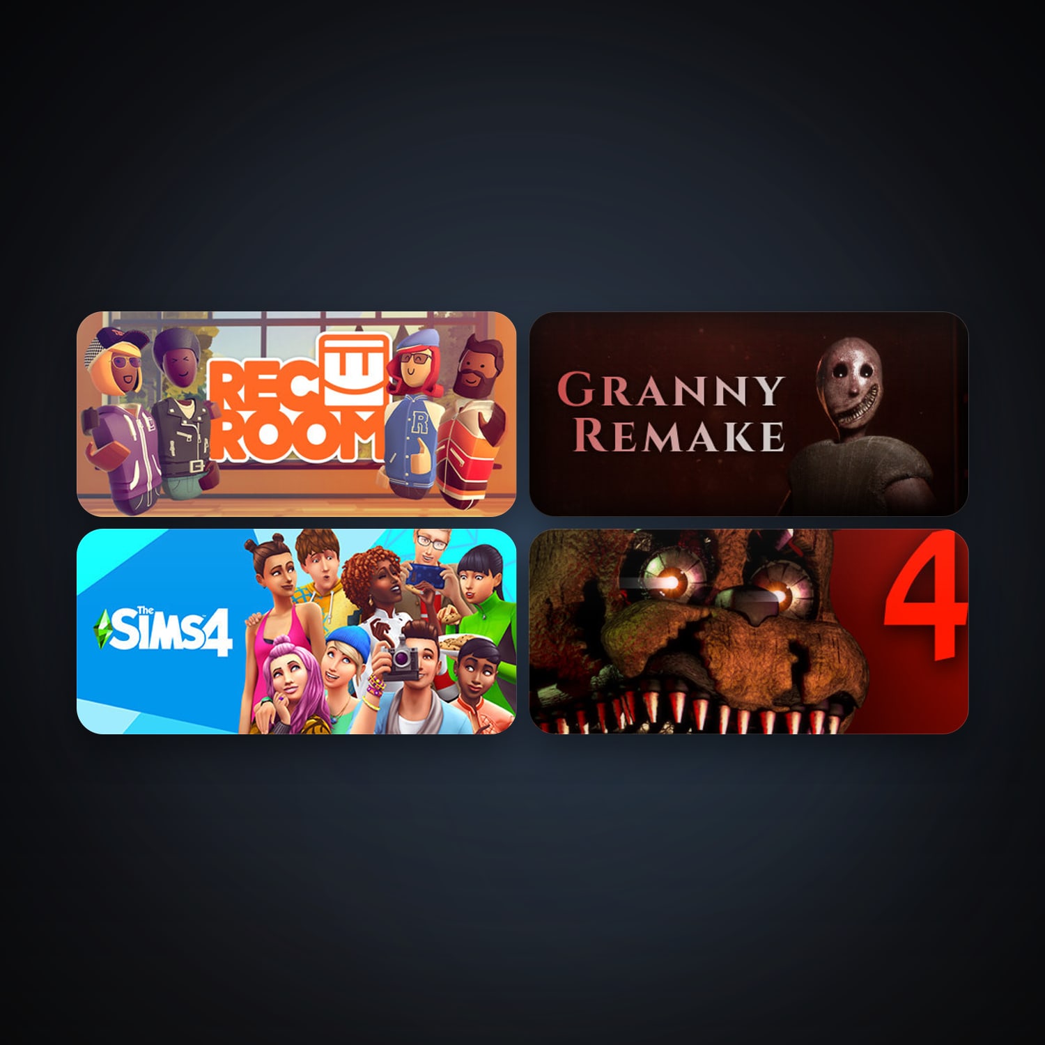 Five Nights at Freddy's 4 + Rec Room, 7 games, clean — HabibiAccounts