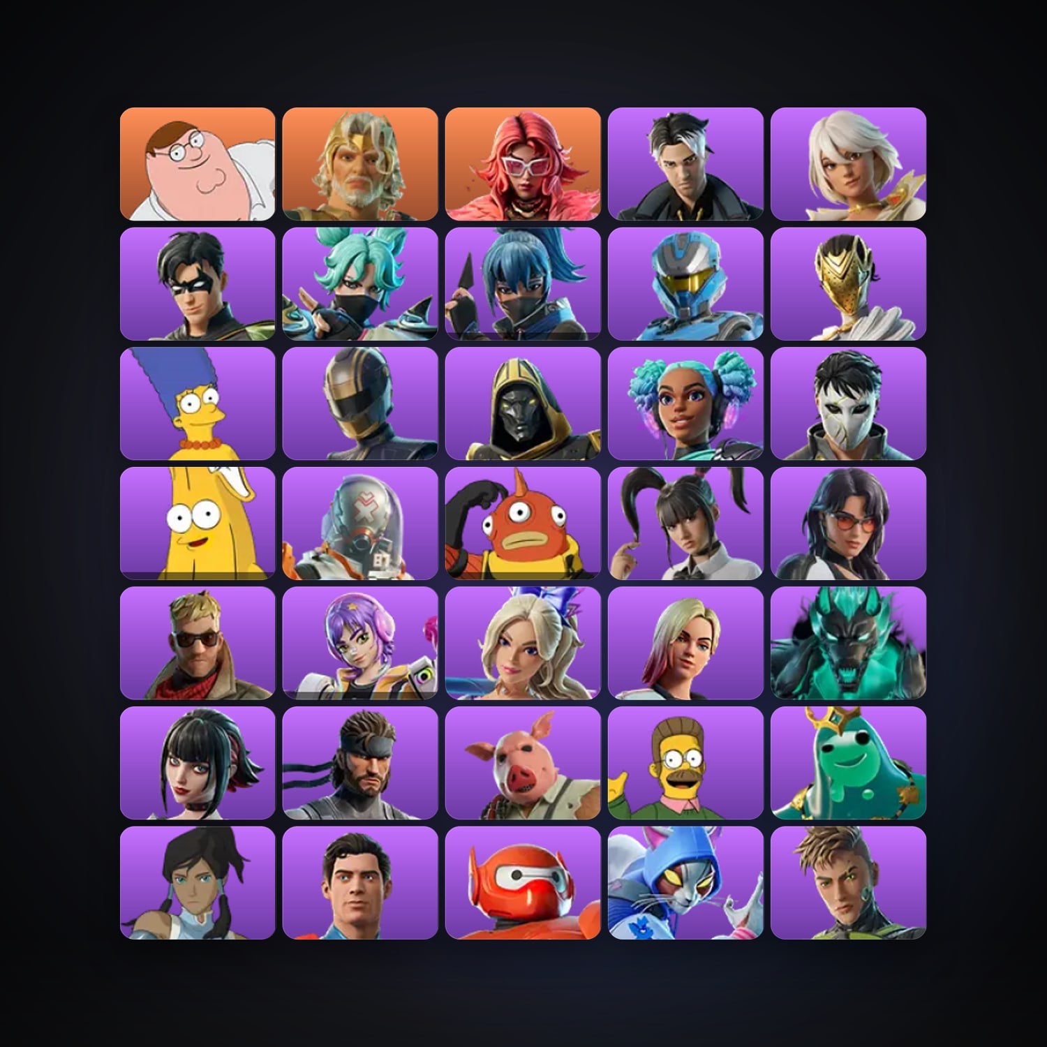 Fortnite locker — 51 skins — 2K V-Bucks — lvl 1404 — HabibiAccounts