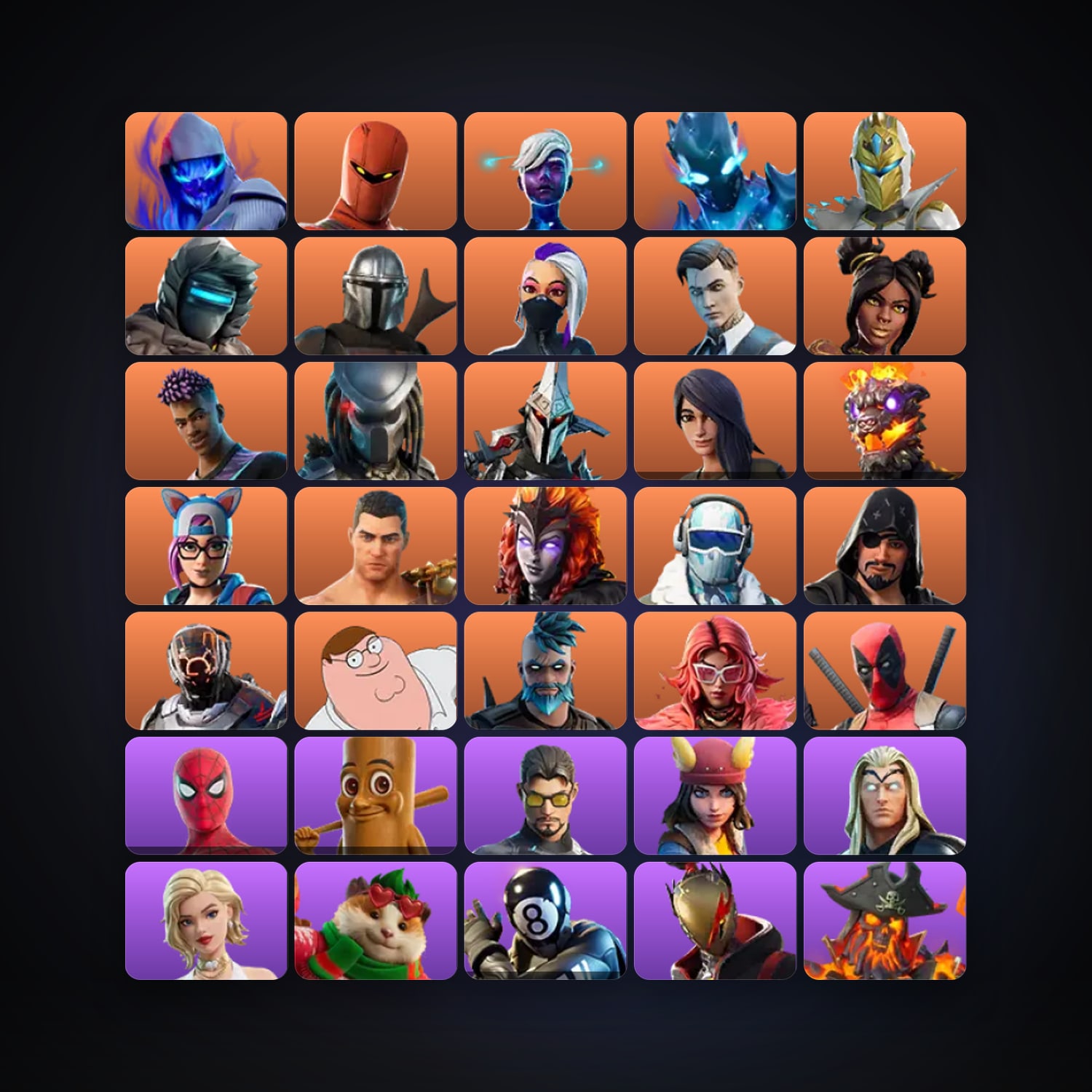 Fortnite locker — 165 skins — 2.5K V-Bucks — lvl 1820 — HabibiAccounts