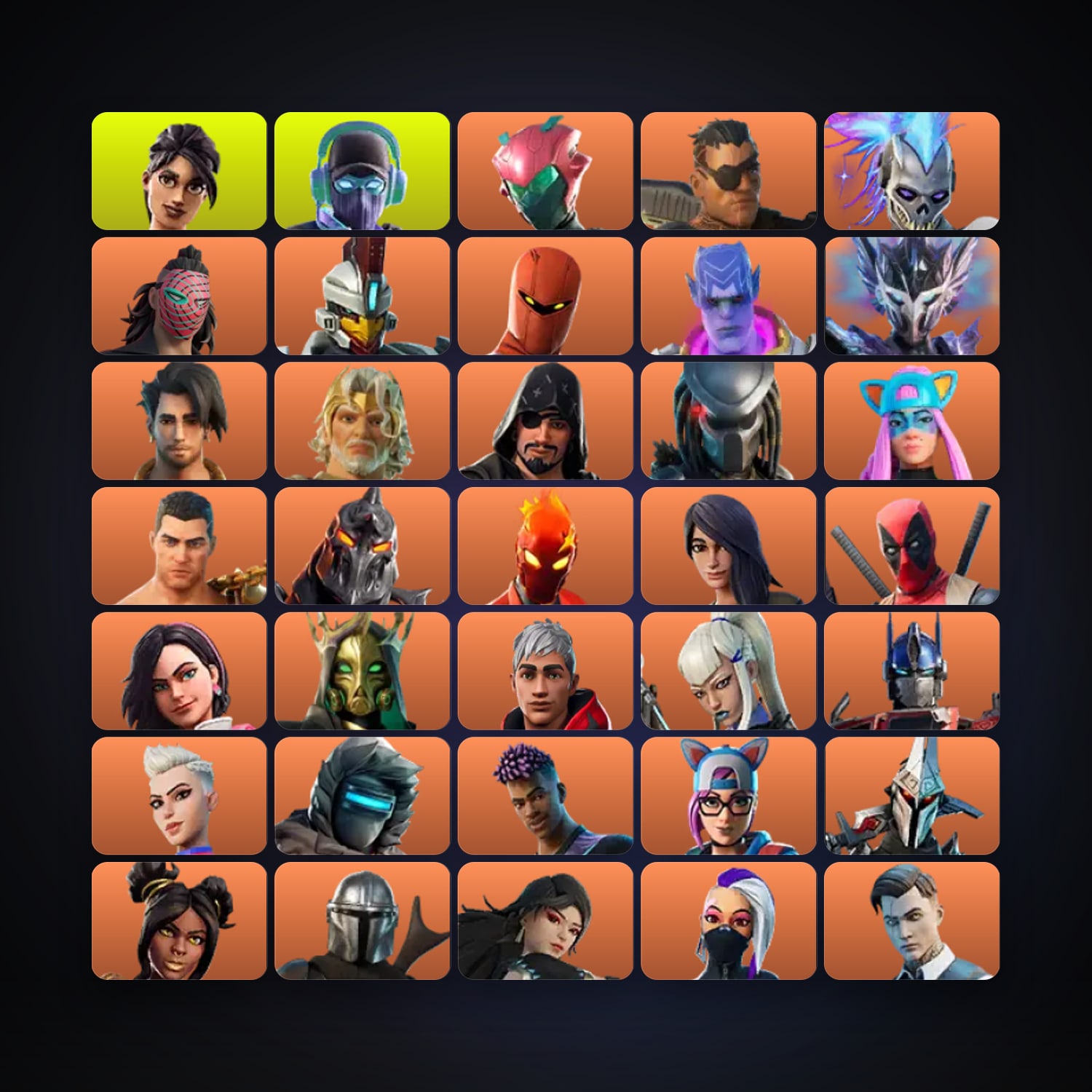 هالحساب فورتنايت، اللوكر مليان 270 سكن، 200 فيبوكس، لفل 4107، 599 فوز — HabibiAccounts