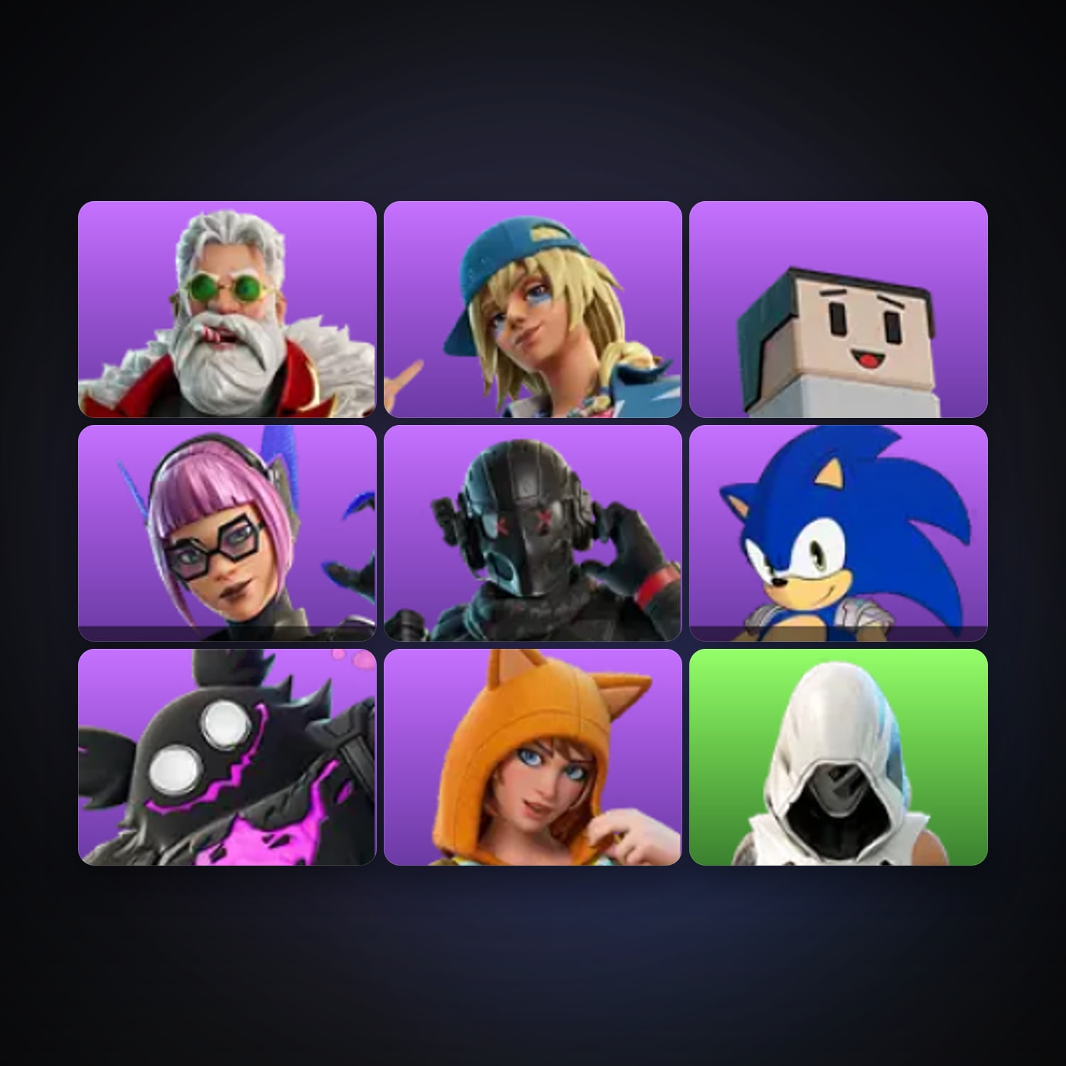 Fortnite locker — 9 skins — 150 V-Bucks — lvl 262 — HabibiAccounts
