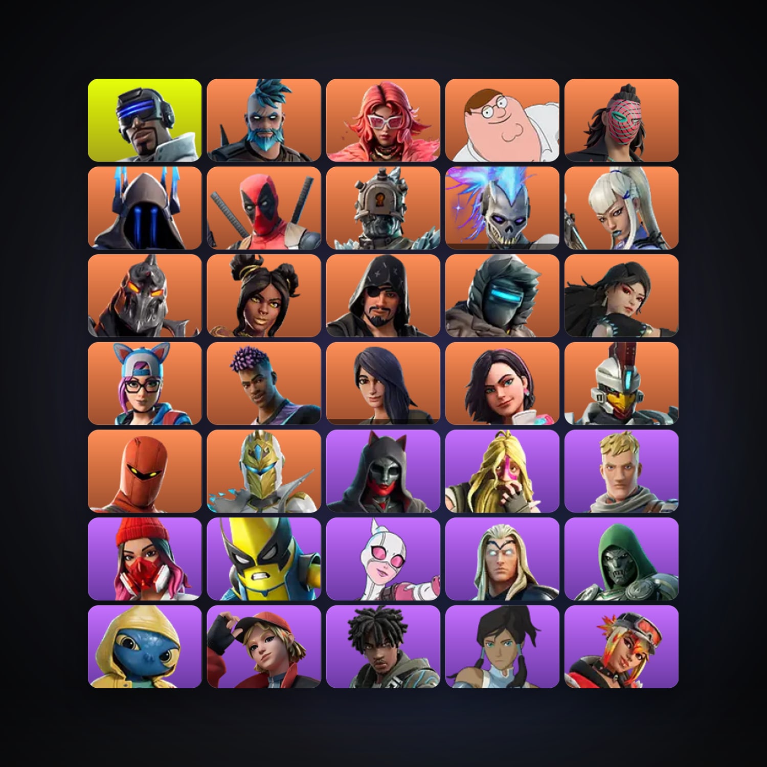 Fortnite locker — 100 skins — 850 V-Bucks — lvl 1898 — HabibiAccounts