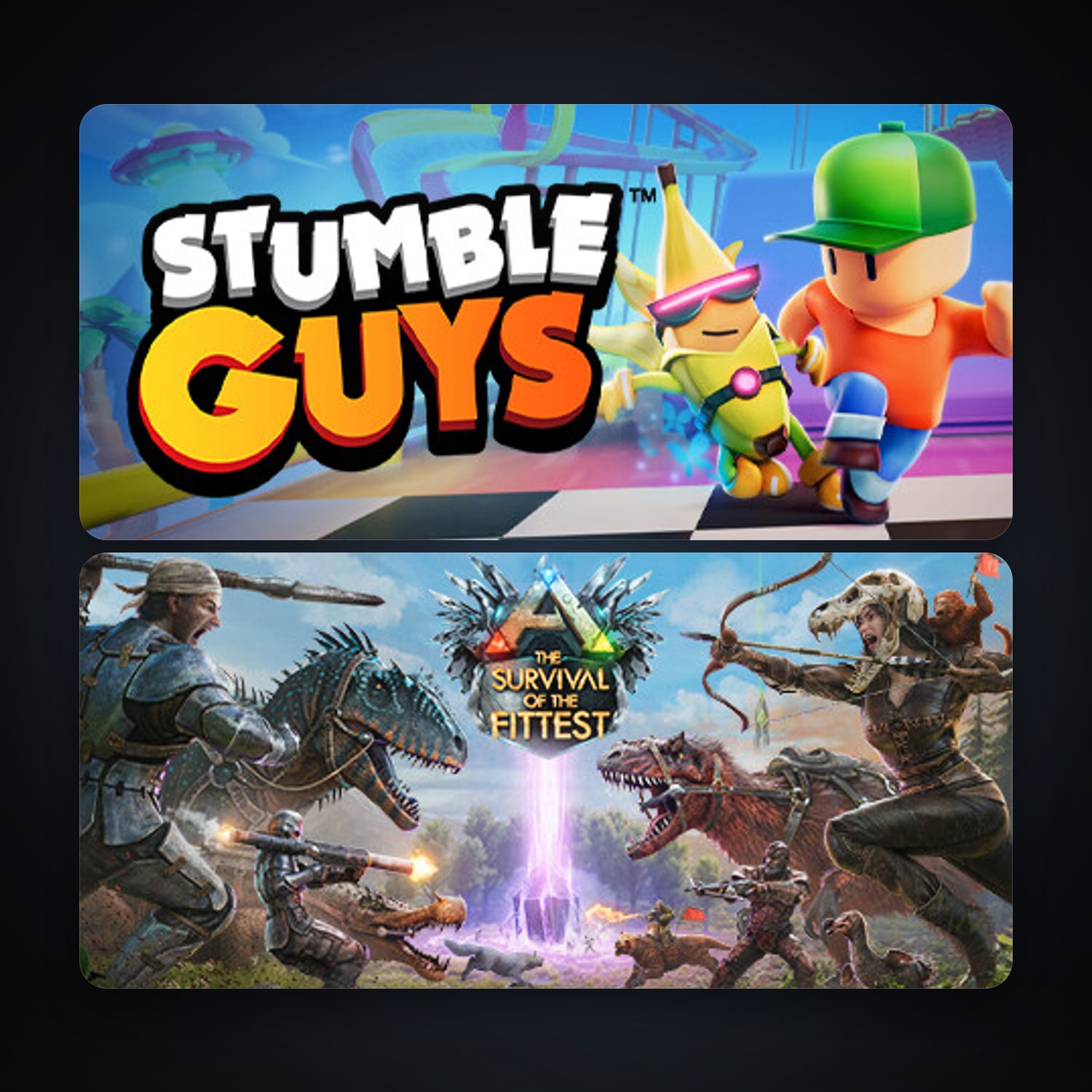 ARK: The Survival Of The Fittest + Stumble Guys, 3 games, clean — HabibiAccounts