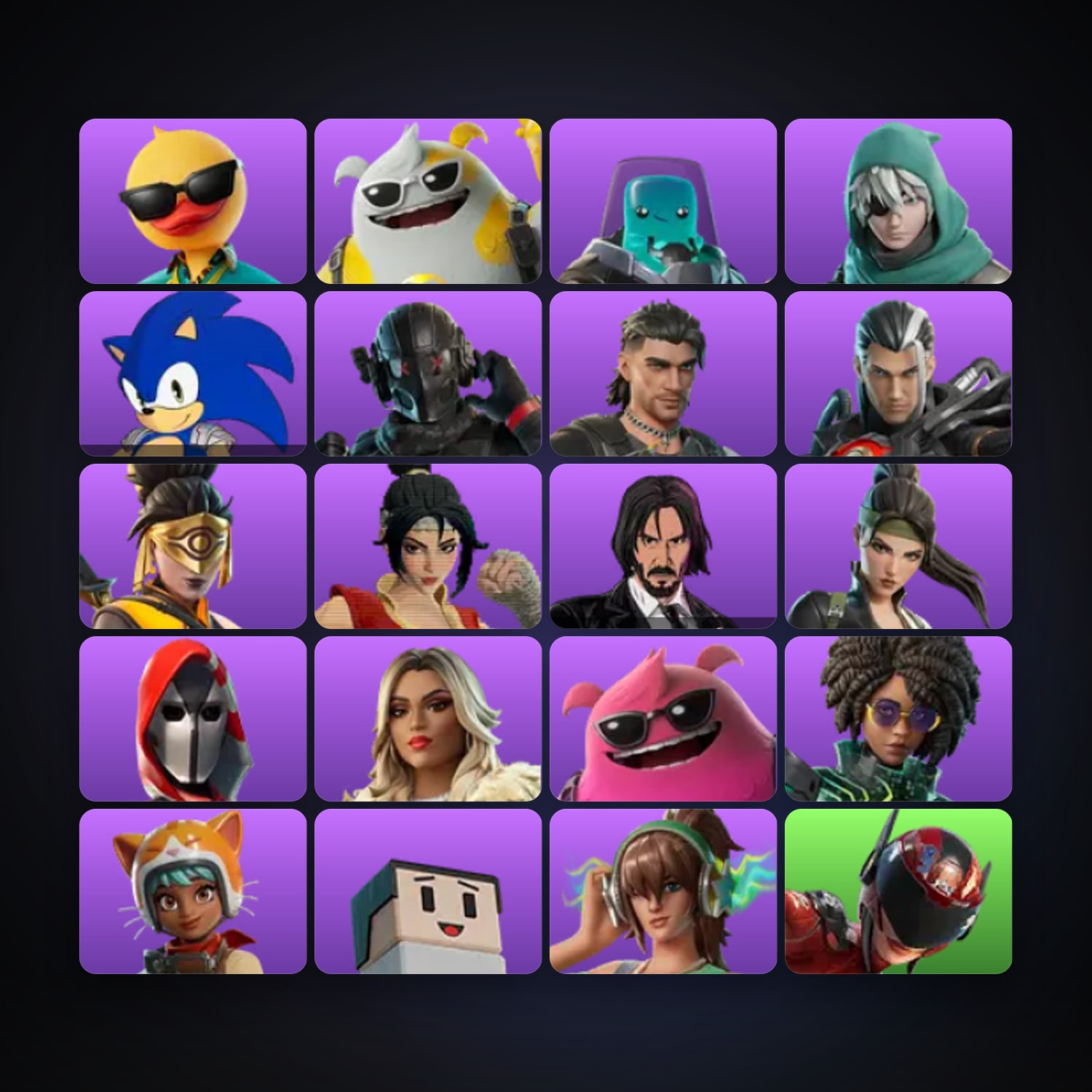 Fortnite locker — 20 skins — 300 V-Bucks — lvl 284 — HabibiAccounts