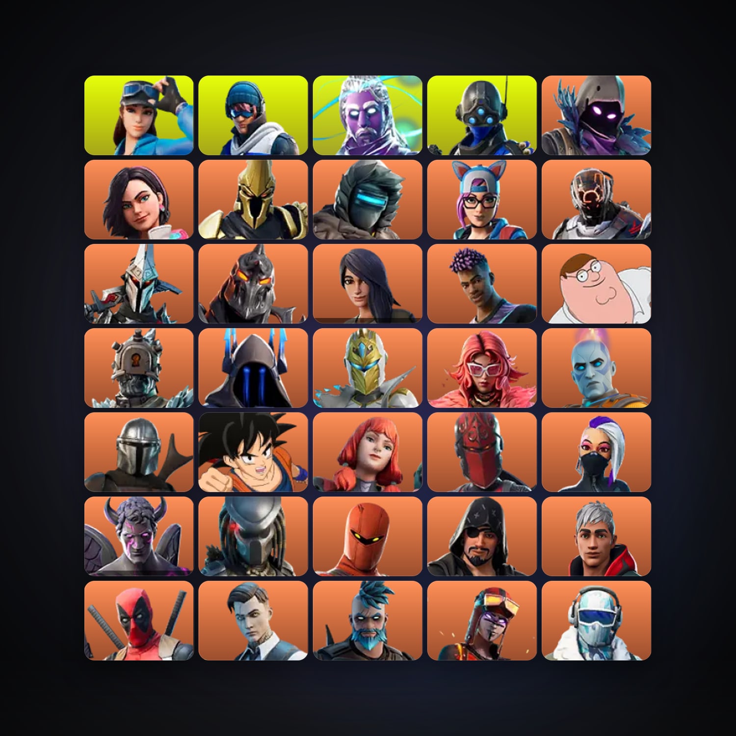 هالحساب فورتنايت، اللوكر مليان 216 سكن، 850 فيبوكس، لفل 4811، 633 فوز — HabibiAccounts
