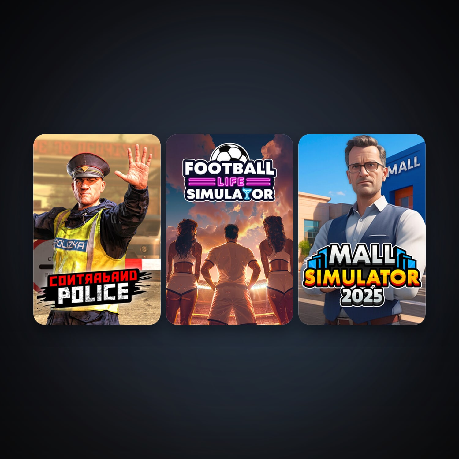 Contraband Police + Football Life Simulator, 19 games, clean — HabibiAccounts