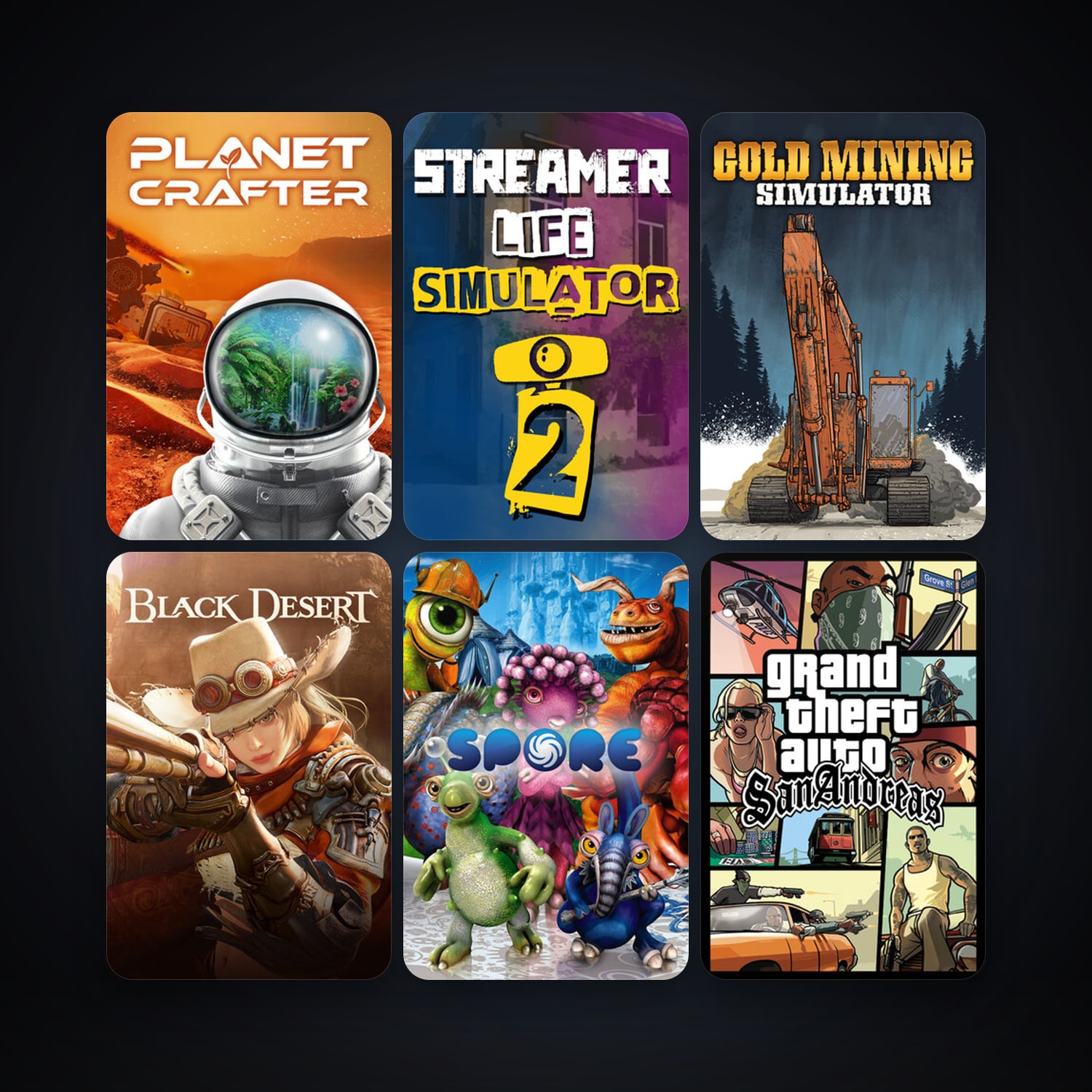 Grand Theft Auto: San Andreas + SPORE, 16 games, clean — HabibiAccounts