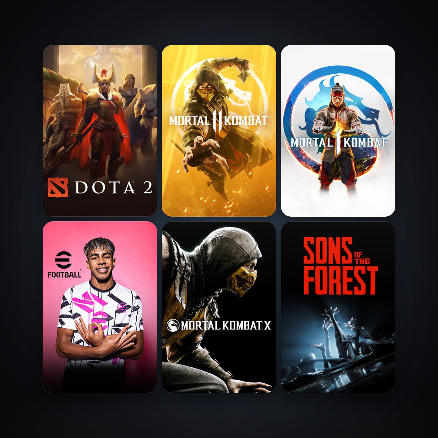 Dota 2 + Mortal Kombat X, 8 games, clean — HabibiAccounts