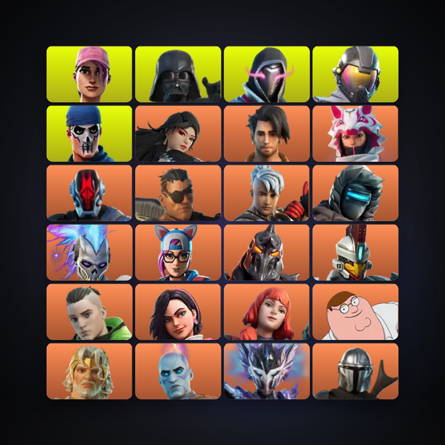 Fortnite locker — 313 skins — 550 V-Bucks — lvl 4666 — HabibiAccounts