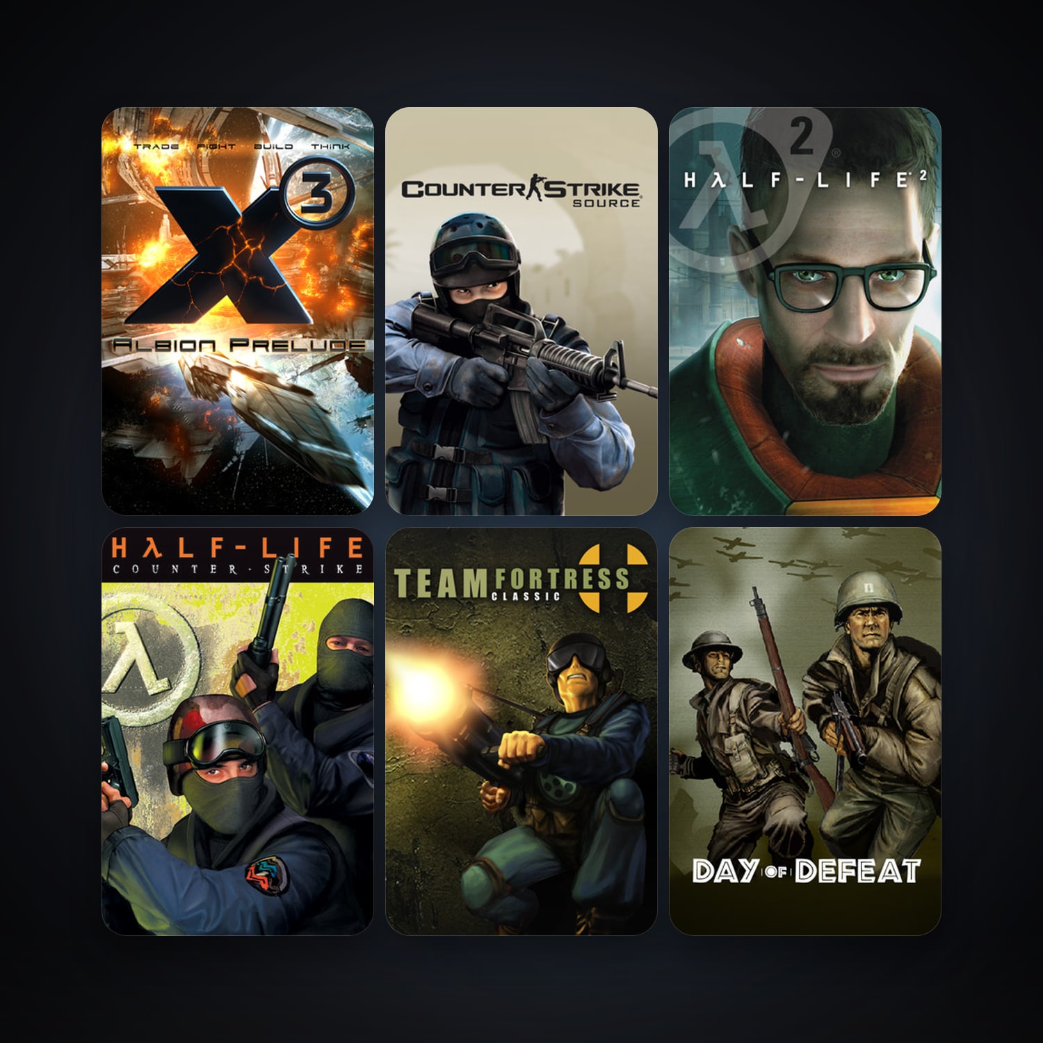 Counter-Strike + Team Fortress Classic, 16 games, Steam 11, clean — HabibiAccounts