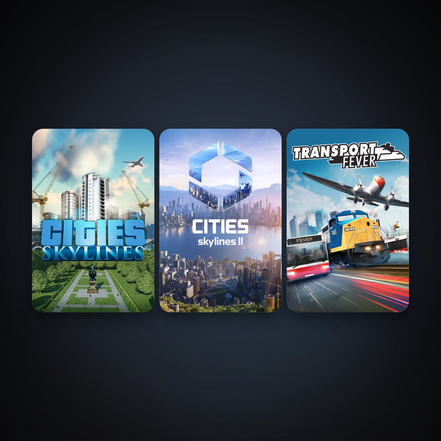 Cities: Skylines + Transport Fever, 3 games, clean — HabibiAccounts