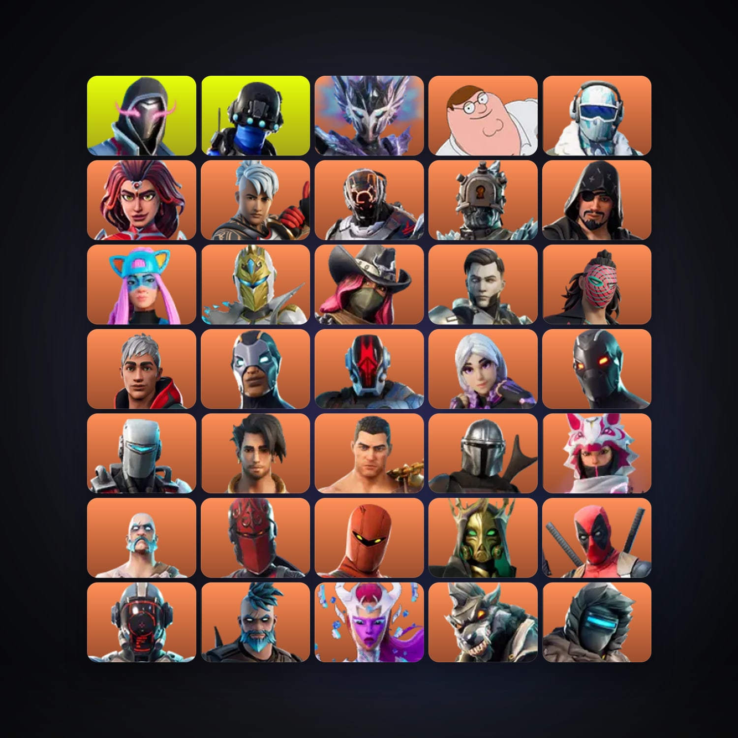 Fortnite locker — 372 skins — 100 V-Bucks — lvl 3655 — HabibiAccounts