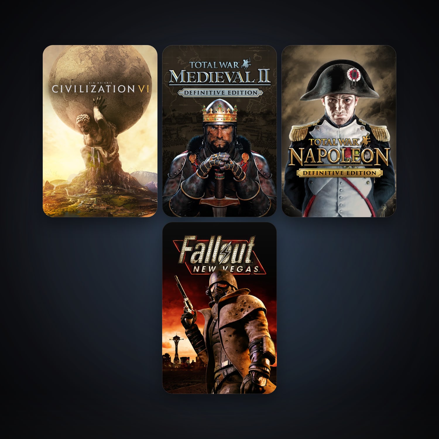 Medieval II: Total War + Fallout: New Vegas, 9 games, clean — HabibiAccounts