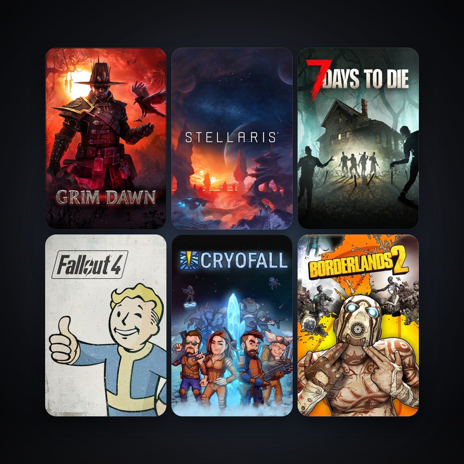 Borderlands 2 + Grim Dawn, 256 games, Steam 30, clean — HabibiAccounts