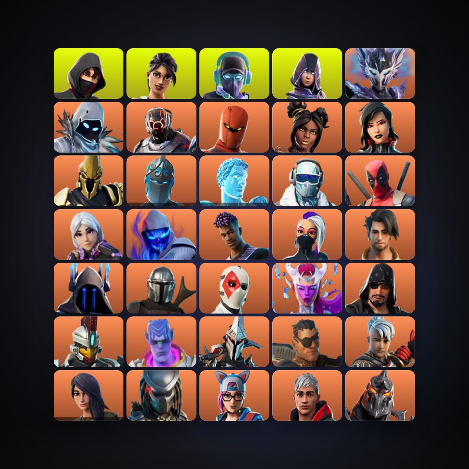 Fortnite locker — 151 skins — 850 V-Bucks — lvl 1637 — HabibiAccounts