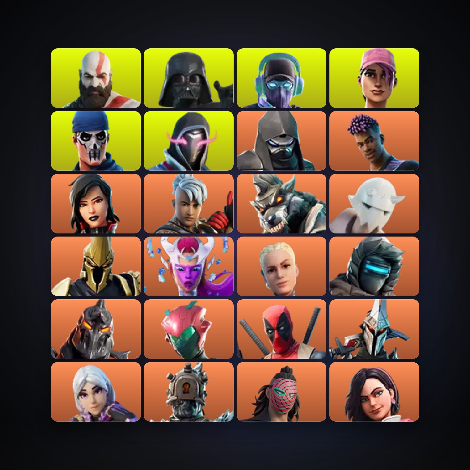 Fortnite locker — 202 skins — 1.1K V-Bucks — lvl 2279 — HabibiAccounts