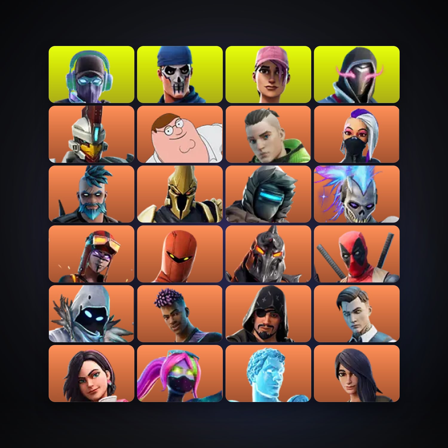 Fortnite locker — 291 skins — 50 V-Bucks — lvl 4123 — HabibiAccounts
