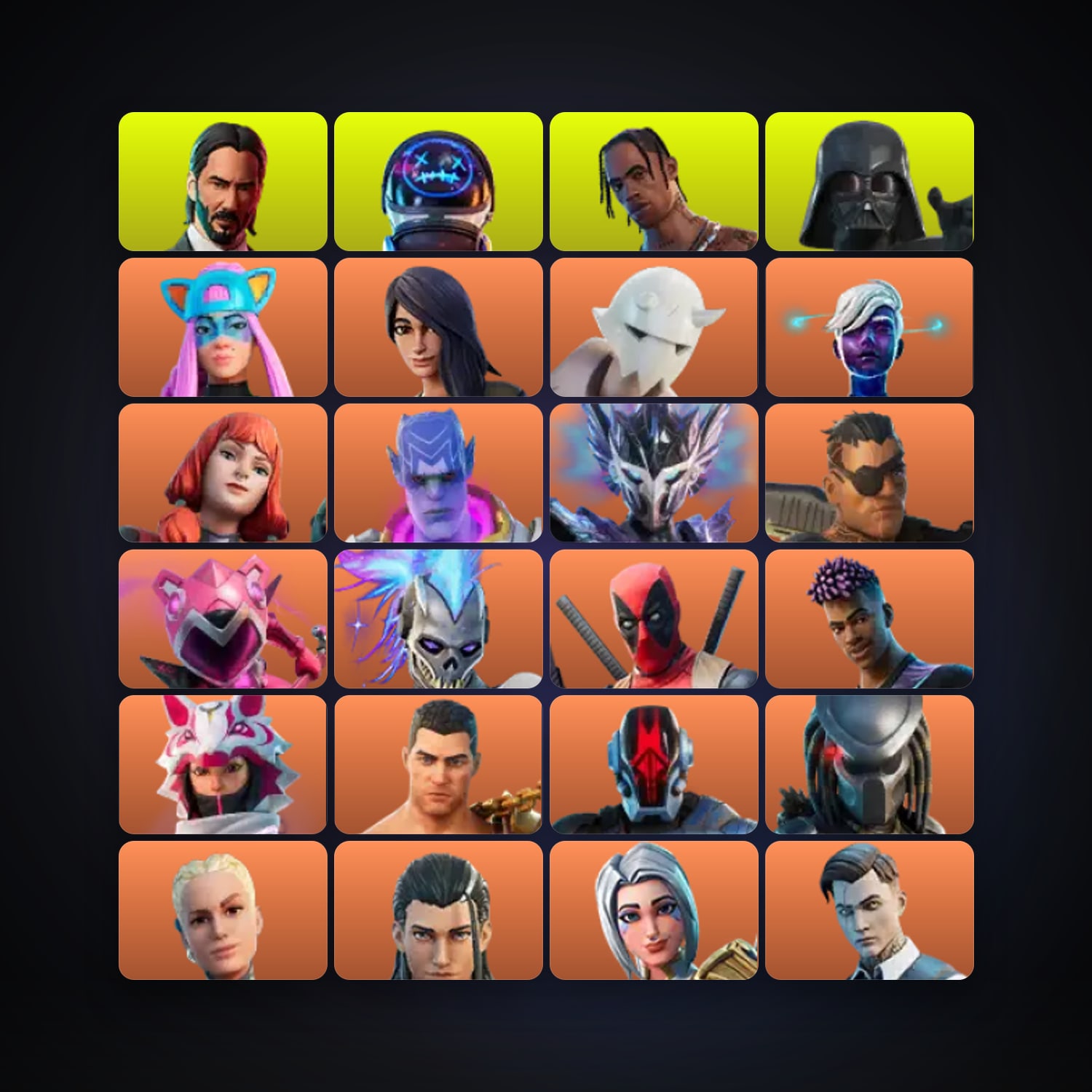 Fortnite locker — 293 skins — 50 V-Bucks — lvl 2487 — HabibiAccounts