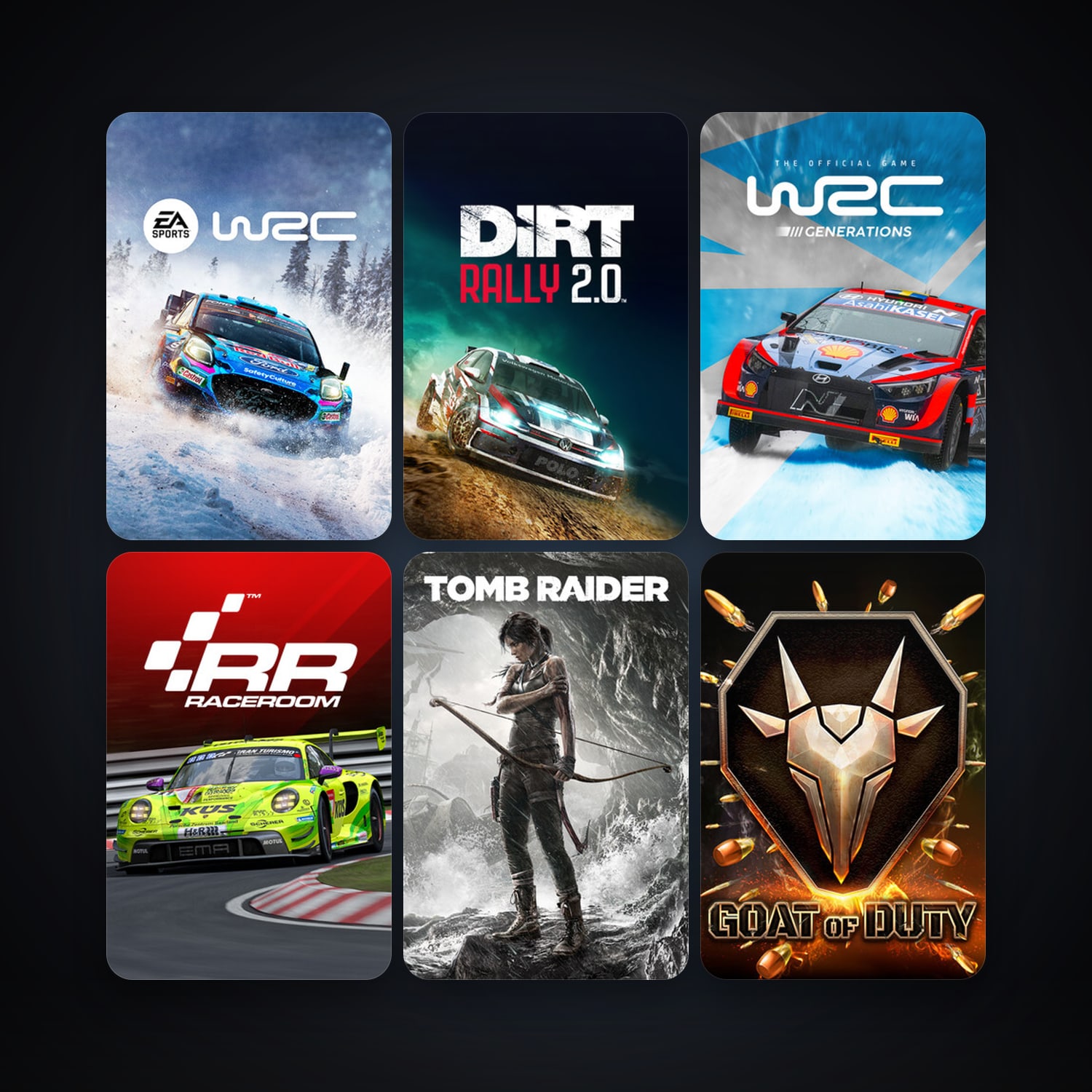 Tomb Raider + RaceRoom Racing Experience, 8 games, clean — HabibiAccounts