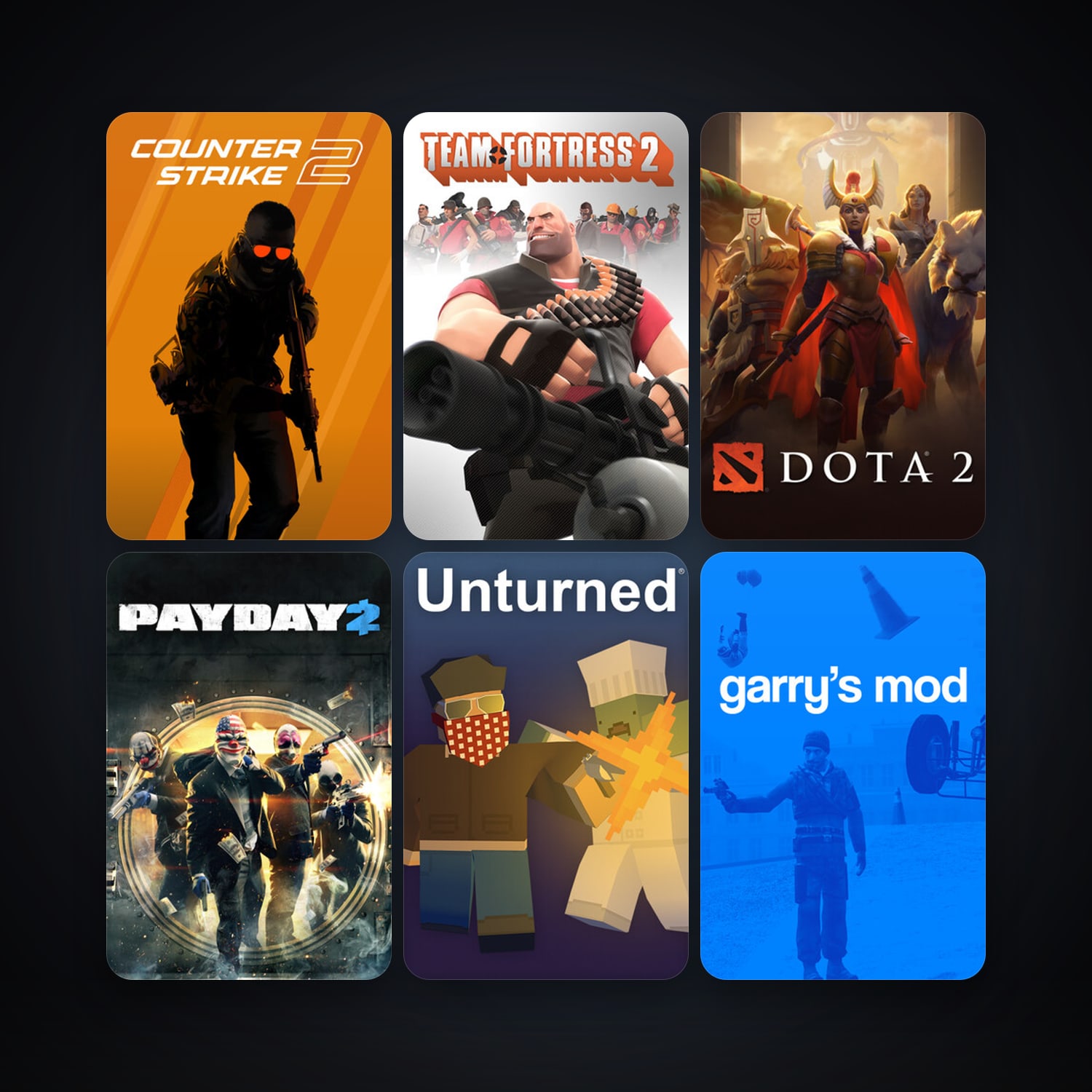 Team Fortress 2 + Dota 2, 35 games, Steam 10, clean — HabibiAccounts