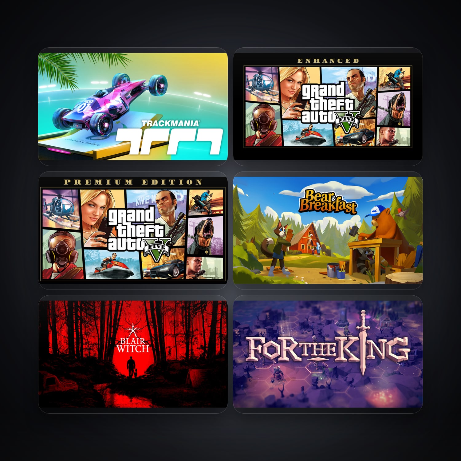 Epic Trackmania + Grand Theft Auto V Enhanced — HU — 143 games — HabibiAccounts