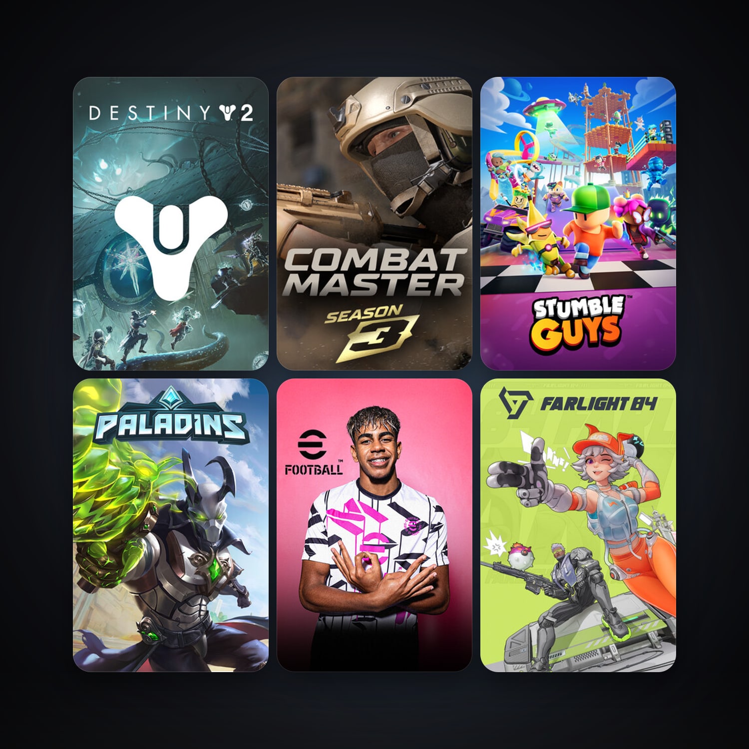 Paladins + Destiny 2, 8 games, clean — HabibiAccounts